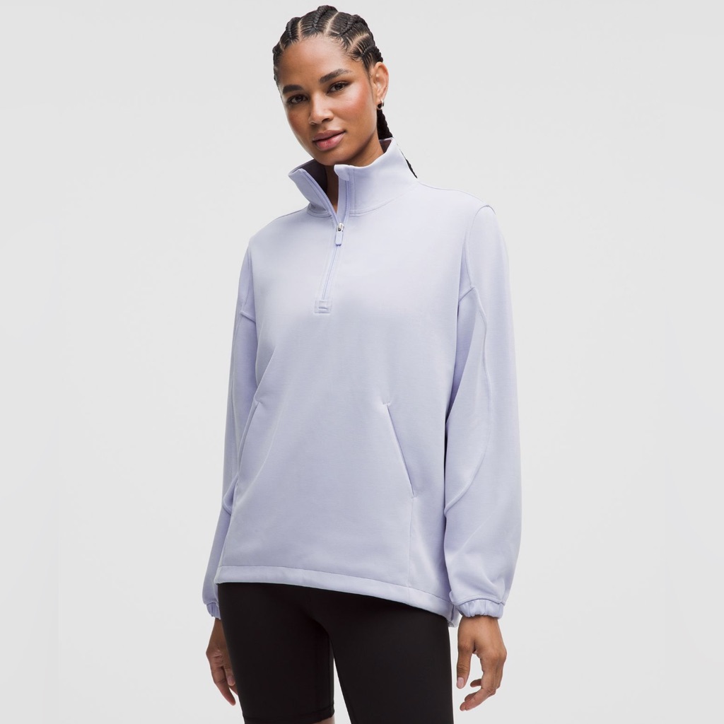 Nwt Lululemon Brushed Softstreme Half Zip Size Small Serene Blue
